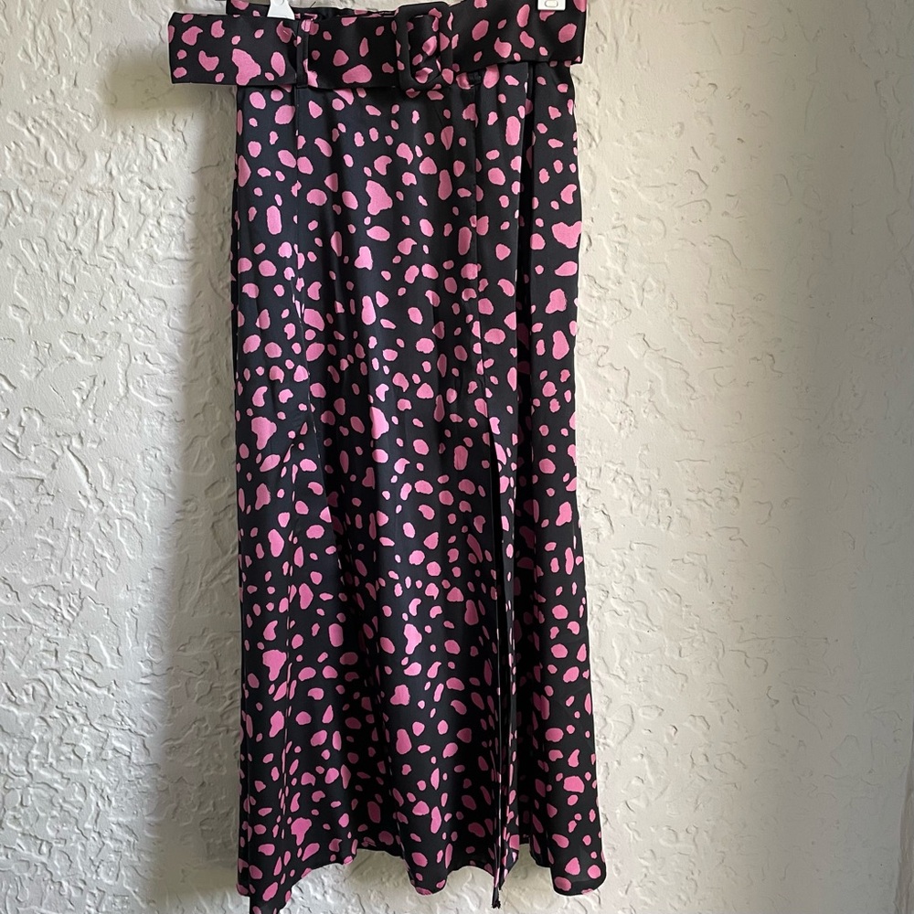 Zara | Leopard Print Midi Skirt with 2 Slits | Size XS